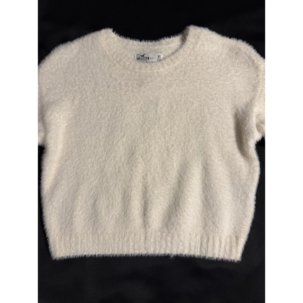 NWT Hollister Sweater Cropped white/cream XS Fuzzy Cozy Y2K Preppy Sweater